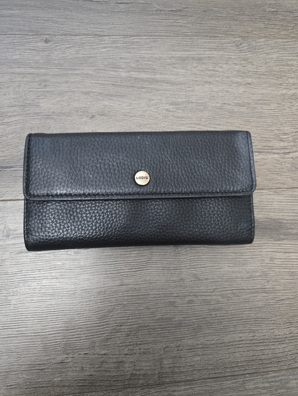 Lodis Pebbled Black Leather Wallet
